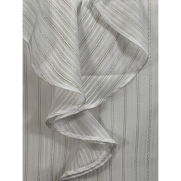 NWT Soft Surroundings Xenia Ruffle Top Sz Med White & Gold Metallic Thread Party - Picture 3 of 13